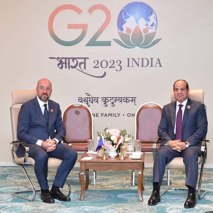التقى السيد الرئيس عبد الفتاح السيسي اليوم مع السيد شارل ميشيل، رئيس المجلس الأوروبي، وذلك على هامش انعقاد قمة مجموعة العشرين بالهند