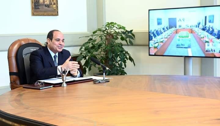 شارك السيد الرئيس عبد الفتاح السيسي اليوم عبر تقنية الفيديو كونفرانس في أعمال الجلسة الافتتاحية 