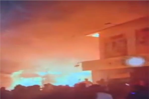 حريق هائل بجوار سور محطة مترو شبرا الخيمة