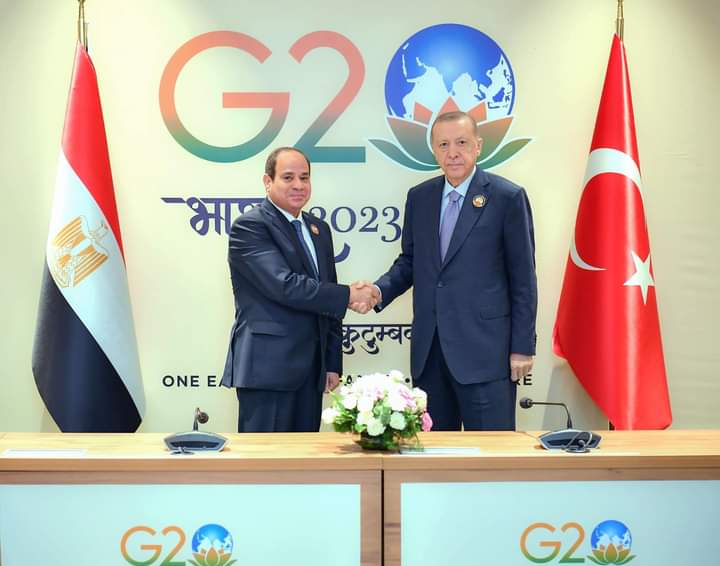 التقى السيد الرئيس عبد الفتاح السيسي اليوم بنيودلهي مع الرئيس التركي رجب طيب أردوغان