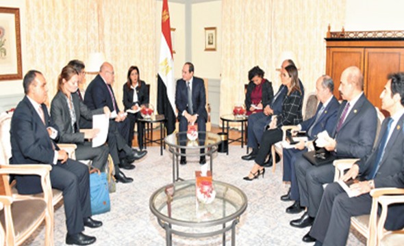 السيسي : رئاسة مصر للاتحاد الأفريقي 2019 فرصة لتعزيز التعاون مع الحكومة والشركات الألمانية