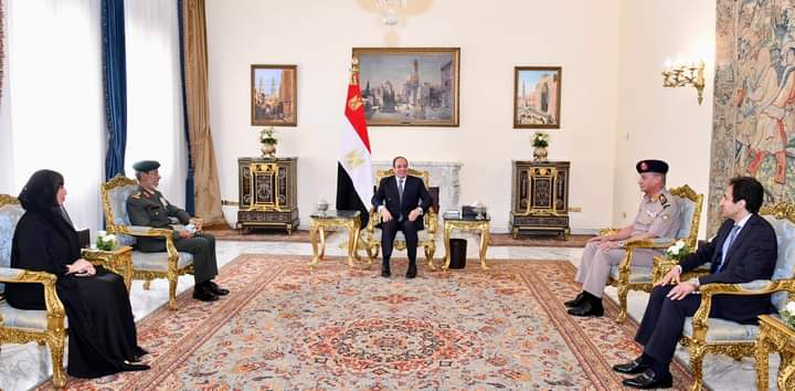 استقبل السيد الرئيس عبد الفتاح السيسي اليوم الفريق الركن حمد محمد ثاني الرميثي، رئيس أركان القوات المسلحة الإماراتية