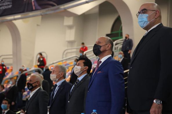 وزير الرياضة يشهد مباراة مصر وروسيا ببطولة العالم لليد بصالة ستاد القاهرة 